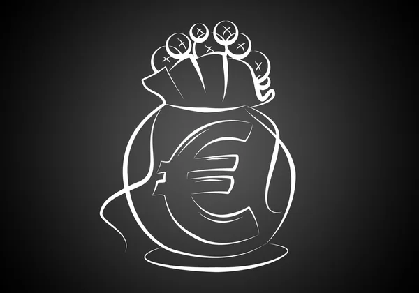 Euro ikona ilustrace pytel — Stock fotografie