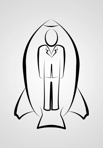 Businessman rocket icon illustration — Stock Photo, Image