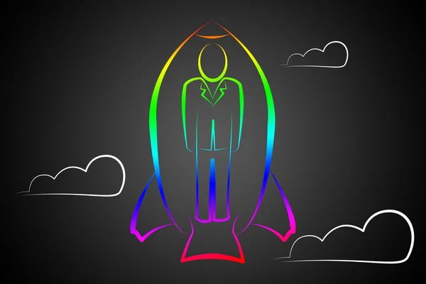 Illustration d'icône de fusée d'homme d'affaires — Photo
