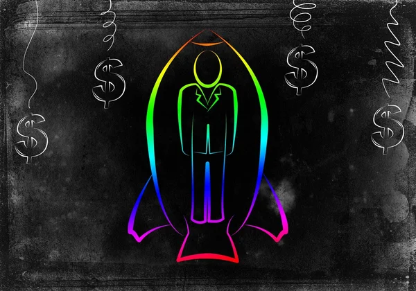 Businessman rocket icon illustration — Stock Photo, Image