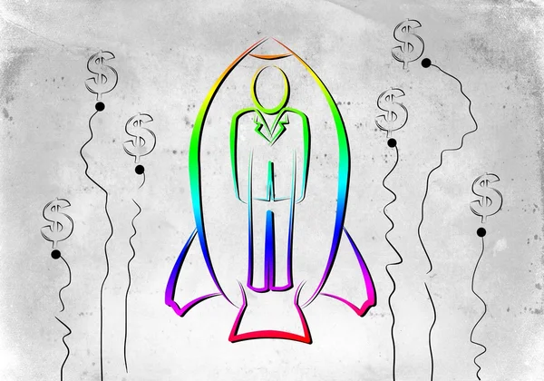Üzletember rakéta ikon illusztráció — Stock Fotó