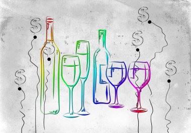Şarap sanat illüstrasyon