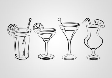 Alkollü kokteyller resimde kümesi