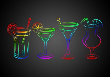 Alkollü kokteyller resimde kümesi