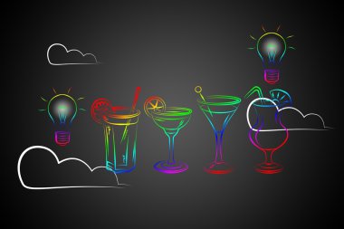 Alkollü kokteyller resimde kümesi