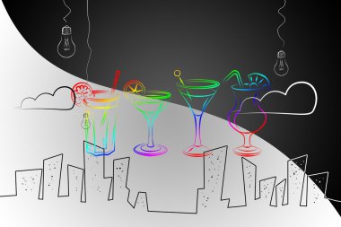 Alkollü kokteyller resimde kümesi