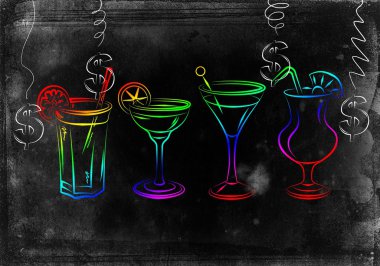 Alkollü kokteyller resimde kümesi