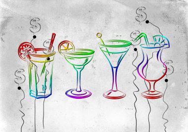 Alkollü kokteyller resimde kümesi