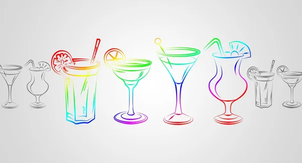 Illustration einer Reihe alkoholischer Cocktails — Stockfoto