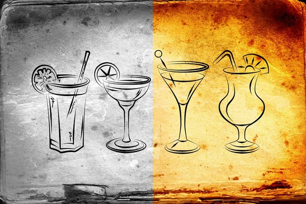 Sada alkoholické koktejly ilustrace — Stock fotografie