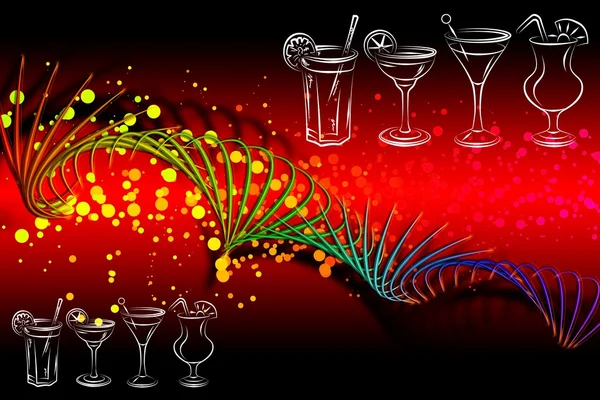 Набір ілюстрацій алкогольних коктейлів — стокове фото