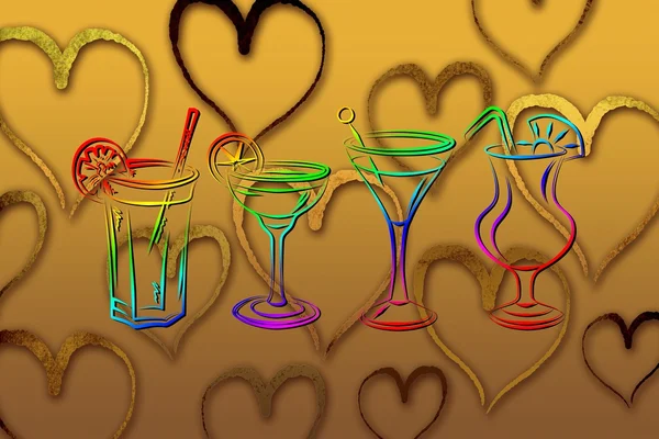Set van alcoholhoudende cocktails illustratie — Stockfoto