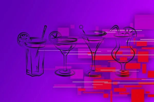 Set van alcoholhoudende cocktails illustratie — Stockfoto