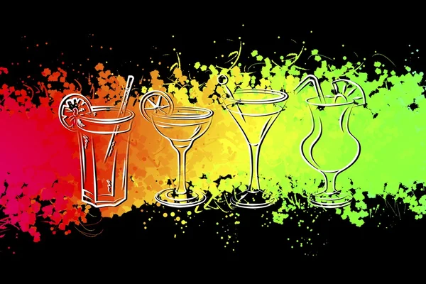 Illustration einer Reihe alkoholischer Cocktails — Stockfoto