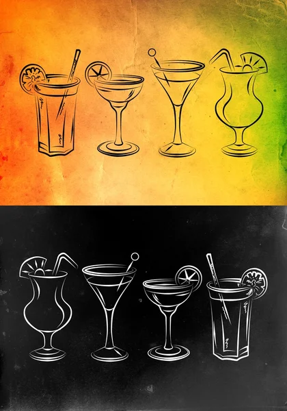 Set van alcoholhoudende cocktails illustratie — Stockfoto