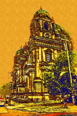 Berlin şehir sanat illüstrasyon