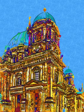 Berlin şehir sanat illüstrasyon