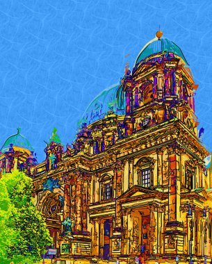 Berlin şehir sanat illüstrasyon