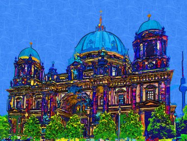 Berlin şehir sanat illüstrasyon