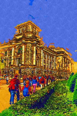 Berlin şehir sanat illüstrasyon