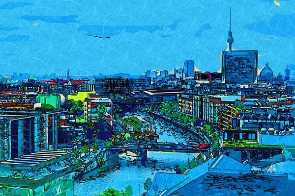 Berlino città arte illustrazione — Foto Stock