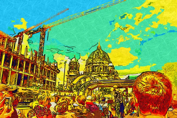 Berlijn stad kunst illustratie — Stockfoto