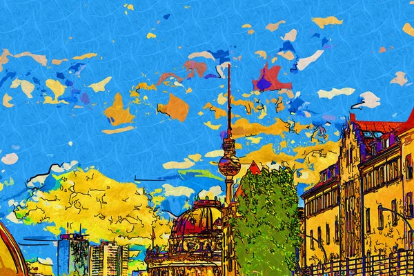 Berlino città arte illustrazione — Foto Stock