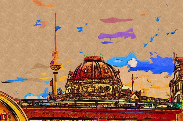 Ilustrasi seni kota Berlin — Stok Foto