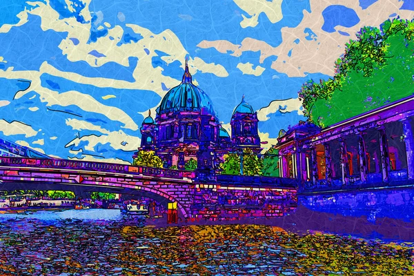 Berlim ilustração da arte da cidade — Fotografia de Stock