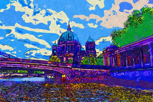 Berlino città arte illustrazione — Foto Stock