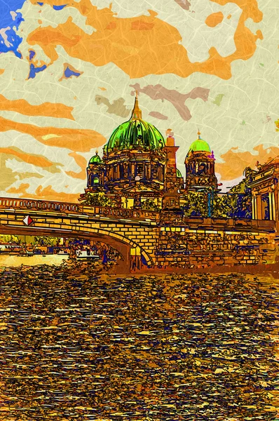 Berlin city art illustration — Stockfoto