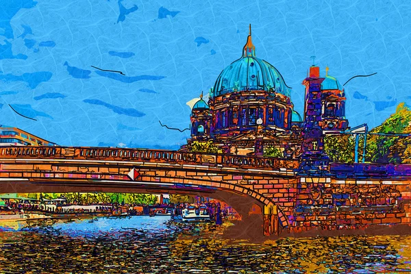 Berlino città arte illustrazione — Foto Stock