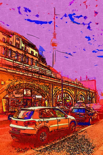베를린 도시 예술 그림 — 스톡 사진