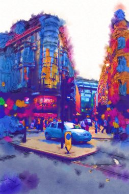 Londra suluboya resim