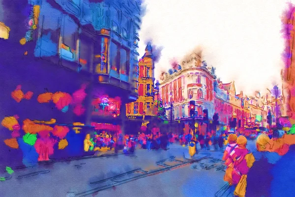 London watercolor illustration — Stock Photo, Image