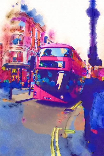 London Aquarell Illustration — Stockfoto