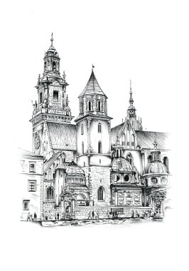 Krakow sketch, cracov, drawing handmade