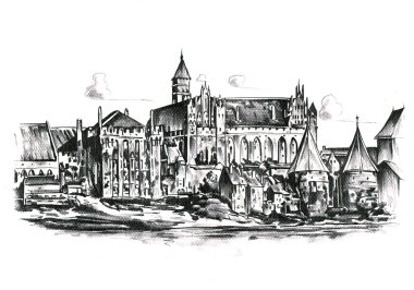 Malbork sketch, art illustration