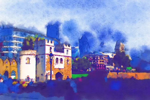 London Aquarell Illustration — Stockfoto