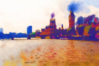 Londra suluboya resim