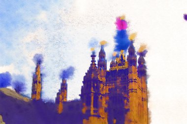 Londra suluboya resim