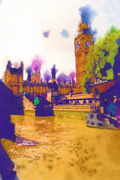 London Aquarell Illustration — Stockfoto