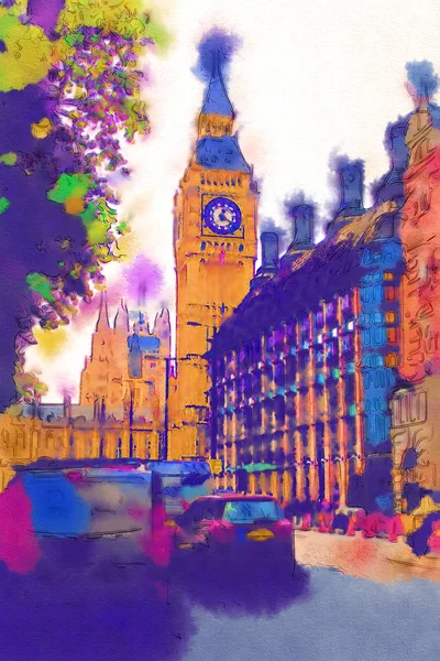 Londen aquarel illustratie — Stockfoto