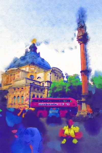 London watercolor illustration — Stock Photo, Image