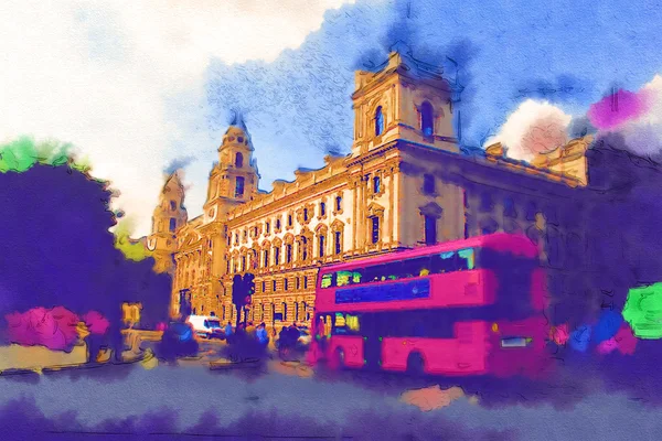 London Aquarell Illustration — Stockfoto