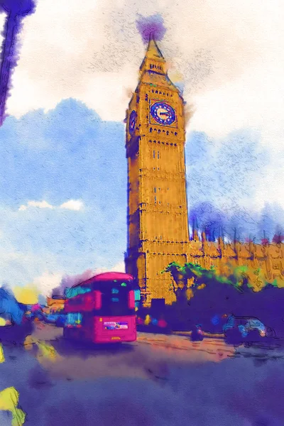 Londen aquarel illustratie — Stockfoto