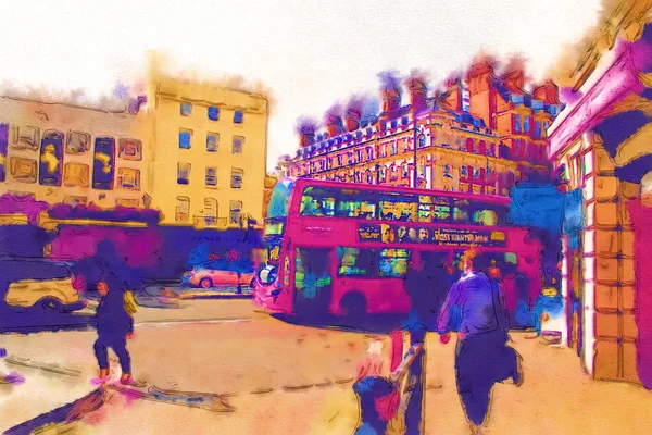 London akvarell illusztráció — Stock Fotó
