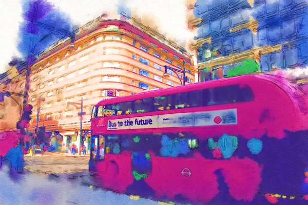 ロンドンの水彩イラスト — ストック写真