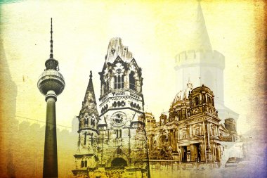 Berlin city, Almanya, vintage, retro, eski