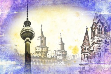 Berlin city, Almanya, vintage, retro, eski